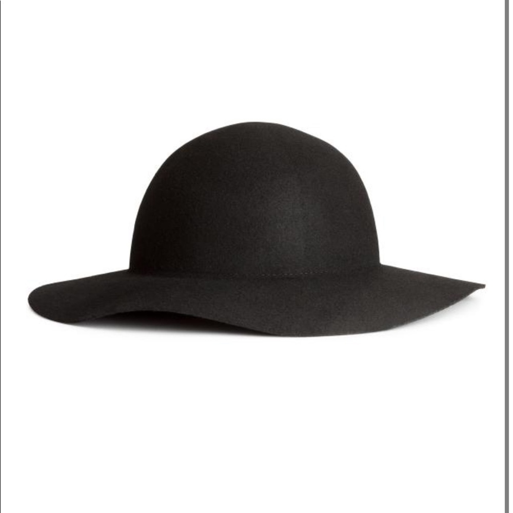 H&M Black Floppy Hat in Wool